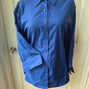 Foxcroft Classic Wrinkle Free  3/4 Sleeve Blouse Size 22 Sapphire
